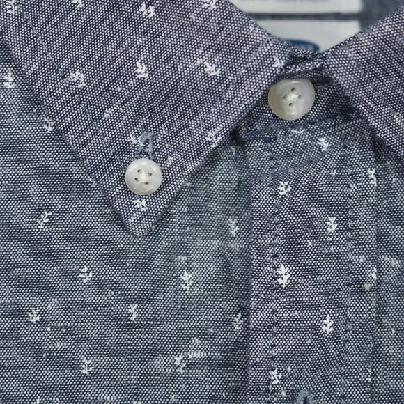 Old Navy Slim Fit Shirt Chambray Blue Floral Long Sleeve M Medium - Picture 8 of 12